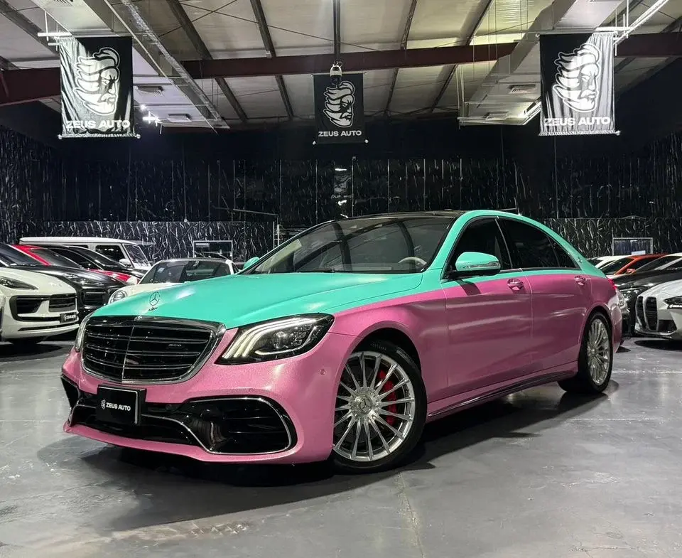 Mercedes Benz S63 AMG STD 4.0L V8 Maybach Kit Custom Tiffany green & glitter wrap/pink finish